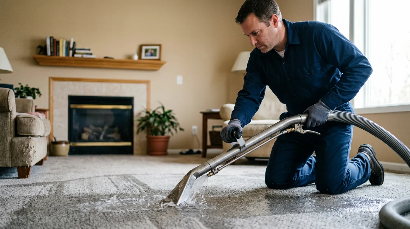 Water damage restoration technician working near Alto, GA